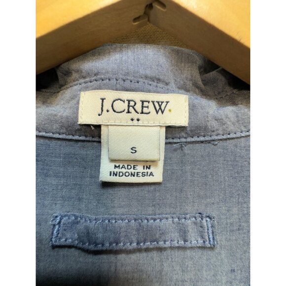 J. Crew Chambray Tunic Shirt Womens Small Blue Long Sleeve Button Front Casual - Picture 2 of 12